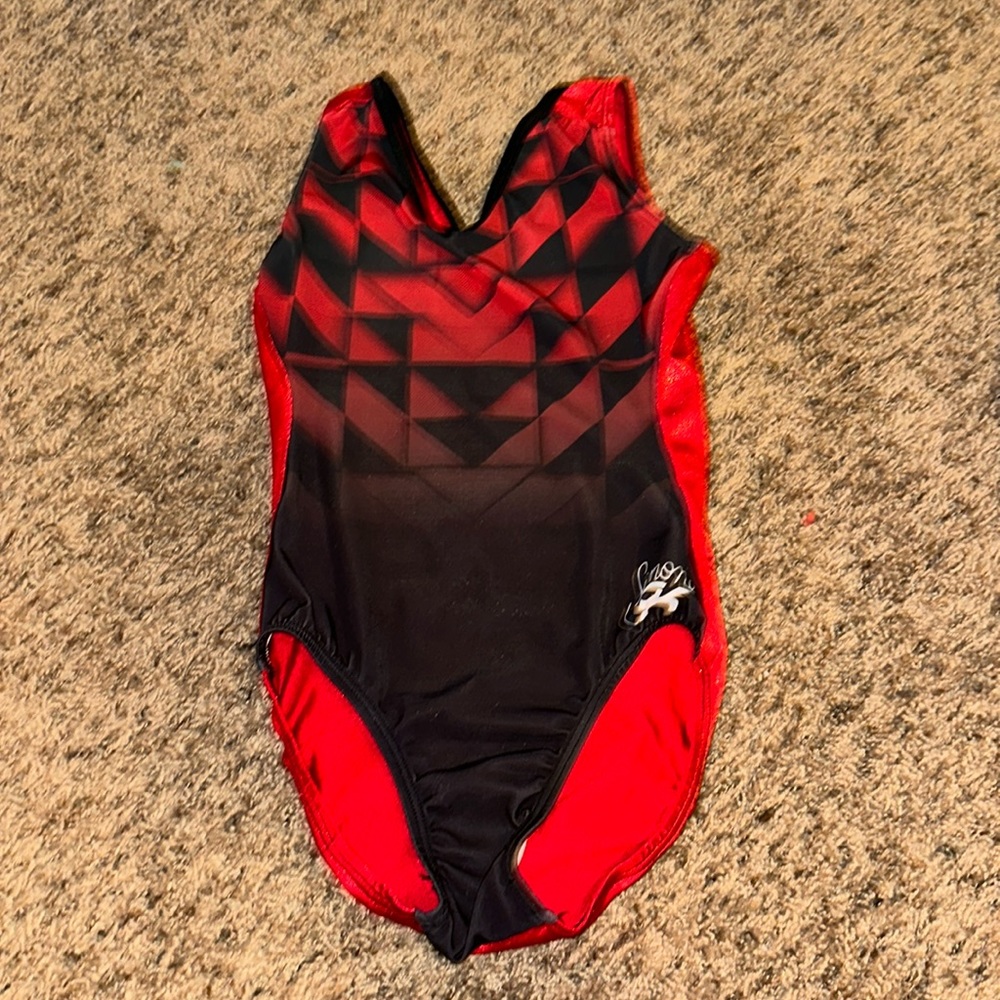 red gymnastics leotard